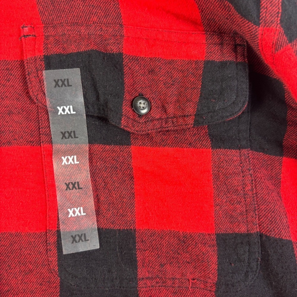 Sonoma Goods For Life Mens XXL Red Black Buffalo Plaid Supersoft Flannel Shirt - Picture 7 of 16
